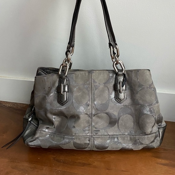 Coach | Silver Fabric Purse - Picture 2 of 7